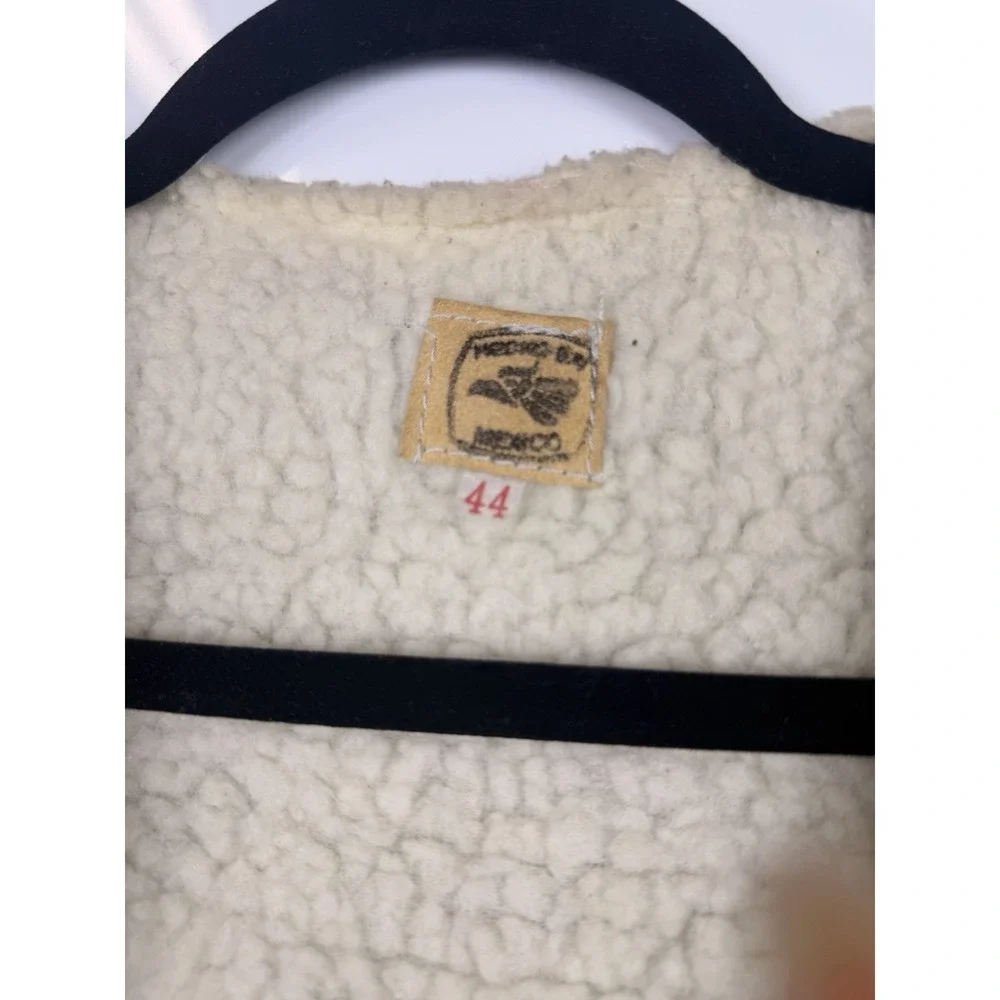 Vintage Rancho Suede Leather Vest Sherpa Lined Western Sz 44 Novelty Horse Print